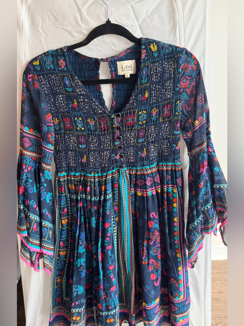 Label By Ritu Kumar Navy Boho Floral Tunic Dress